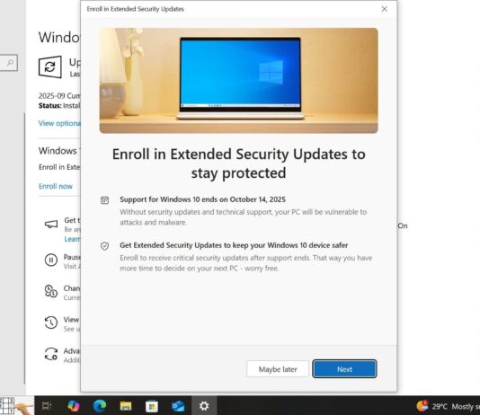 Windows 10 Extended Security Updates ESU in EU