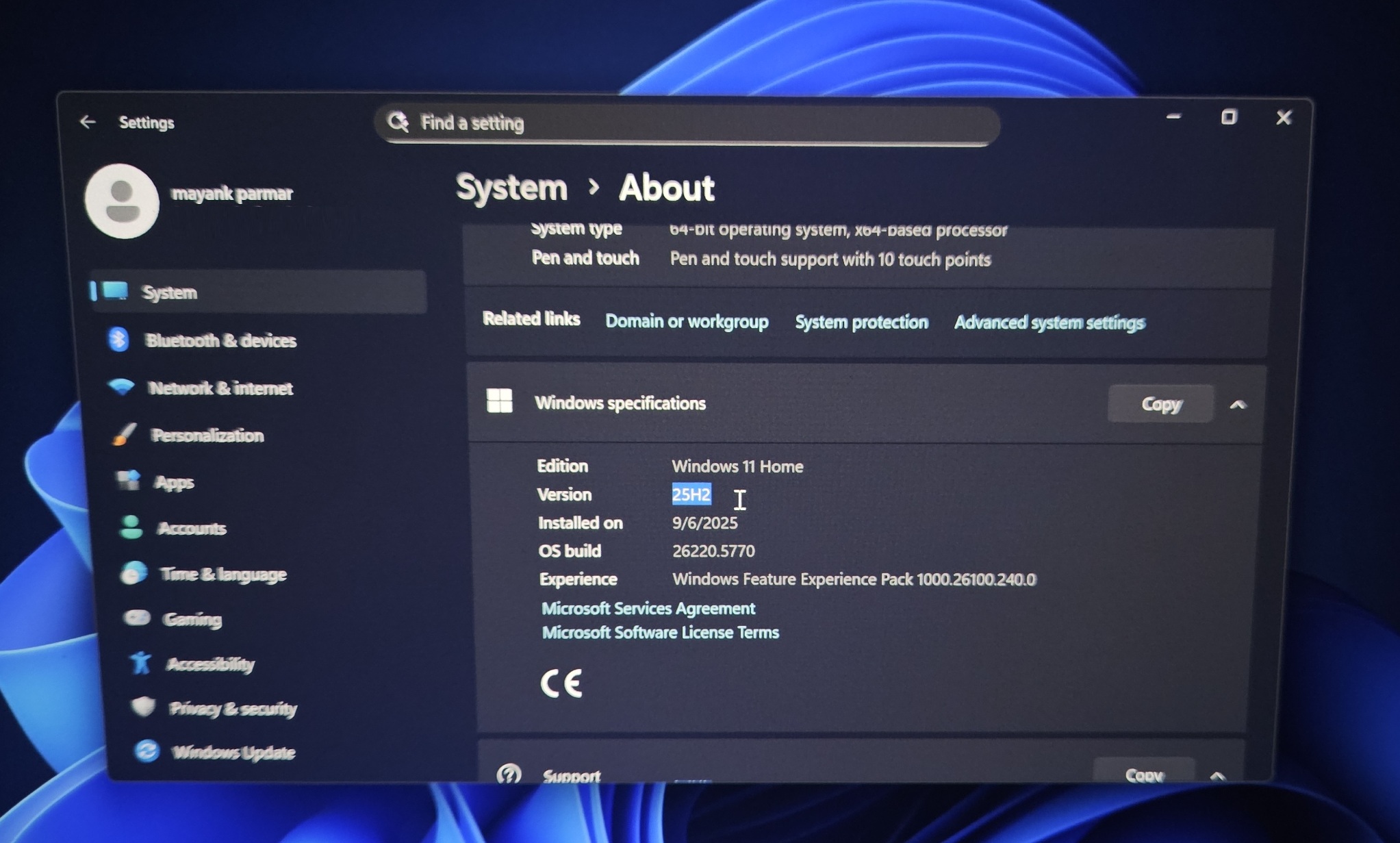 Windows 11 25H2 installed
