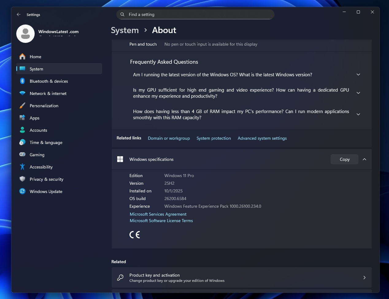 Windows 11 Build 26200.6584
