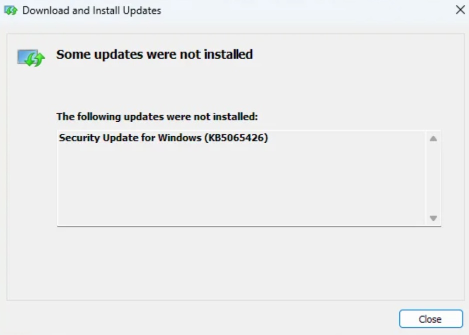 Windows 11 KB5065426 install fail