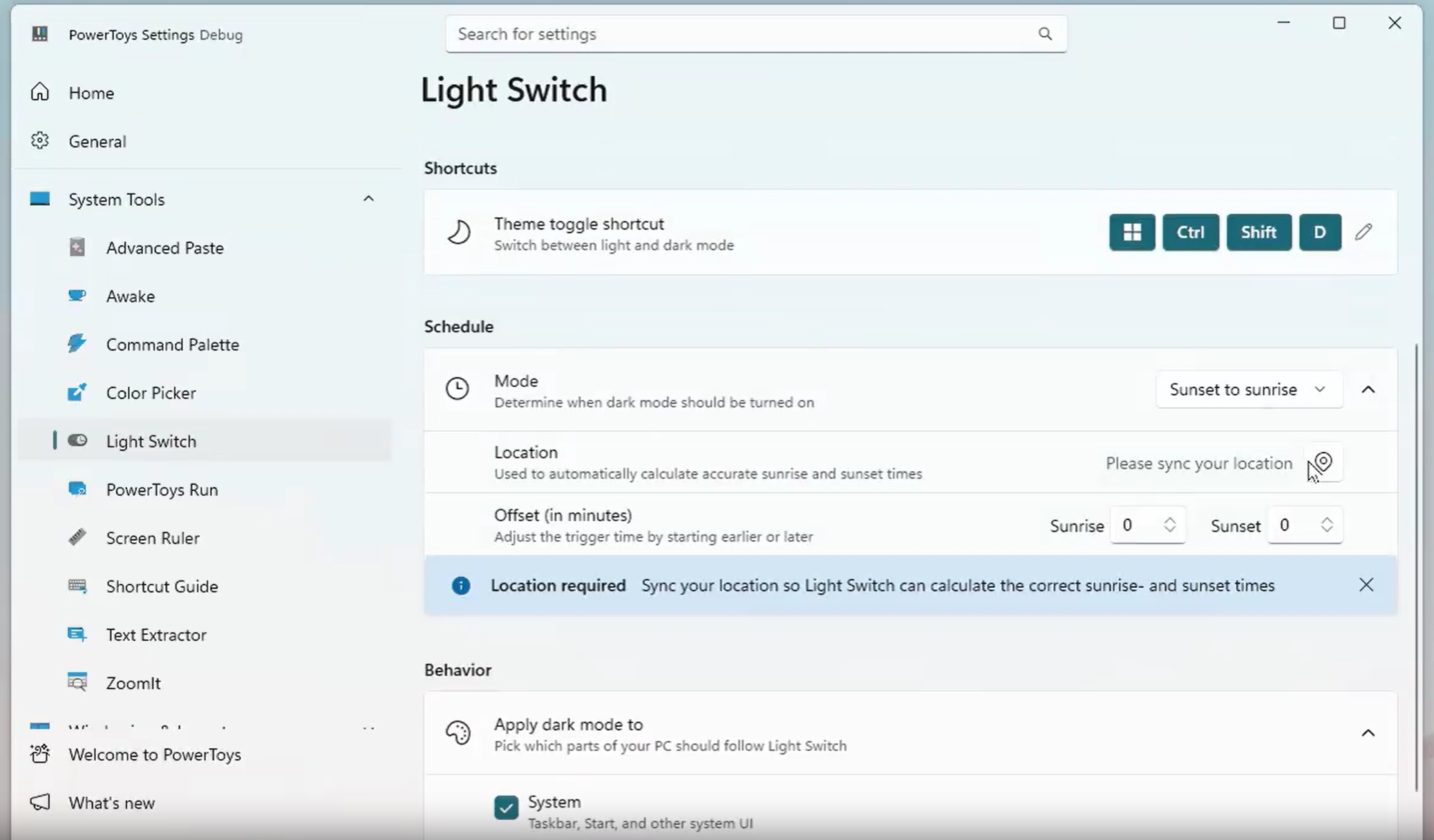 Windows 11 auto theme switch feature