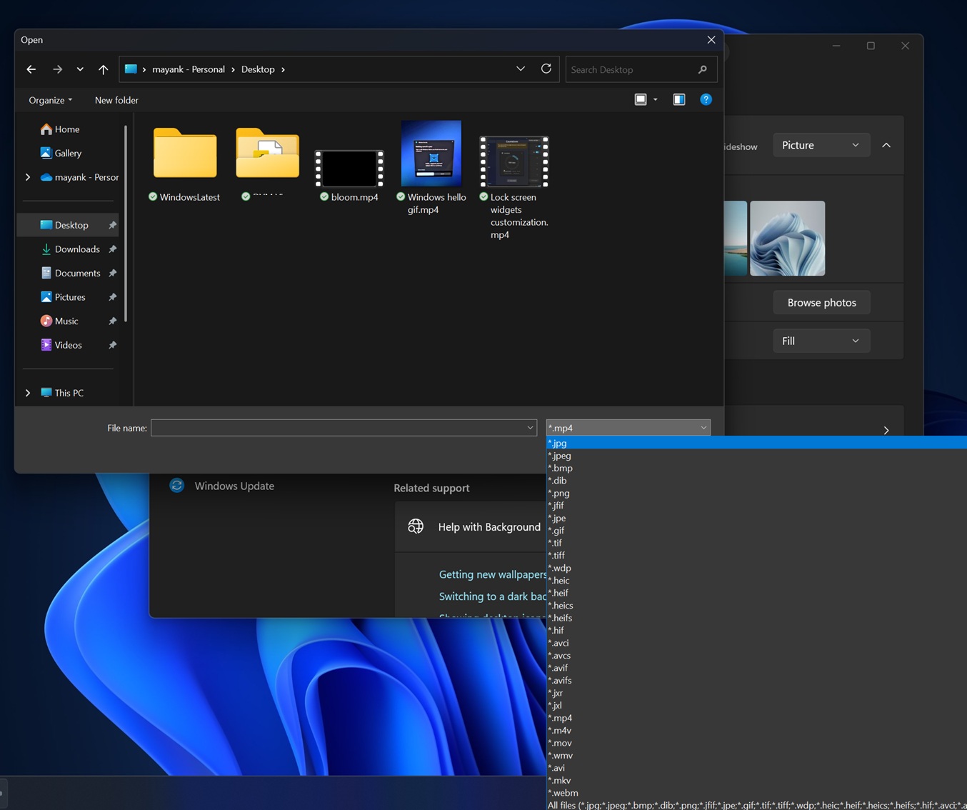 Windows 11 personalization settings