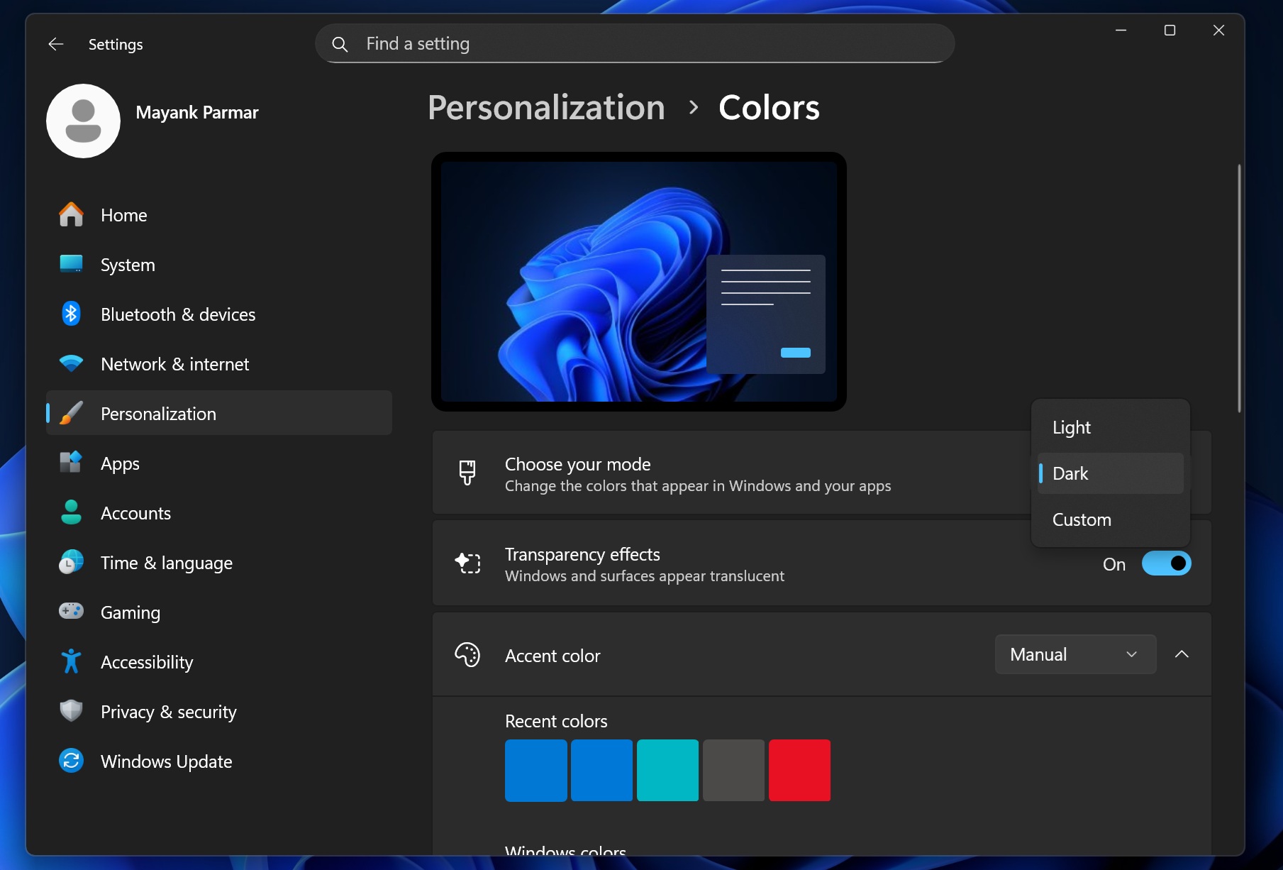 Windows 11 themes change