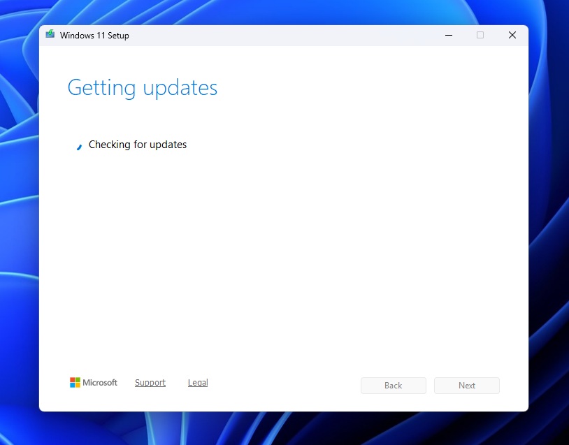 Windows Setup checks for updates