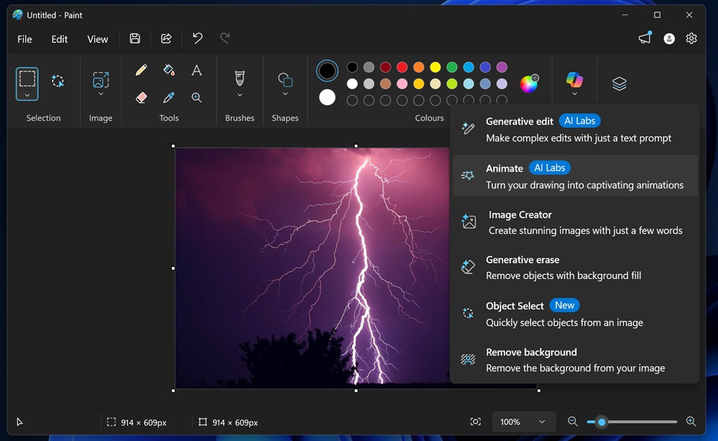 Animate feature in MS Paint using AI