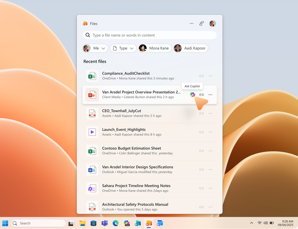 Ask Copilot in File Search app for Microsoft 365