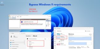 Bypass Windows 11 requirements in Windows 10 PC with 2GB RAM and No TPM