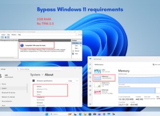 Bypass Windows 11 requirements in Windows 10 PC with 2GB RAM and No TPM