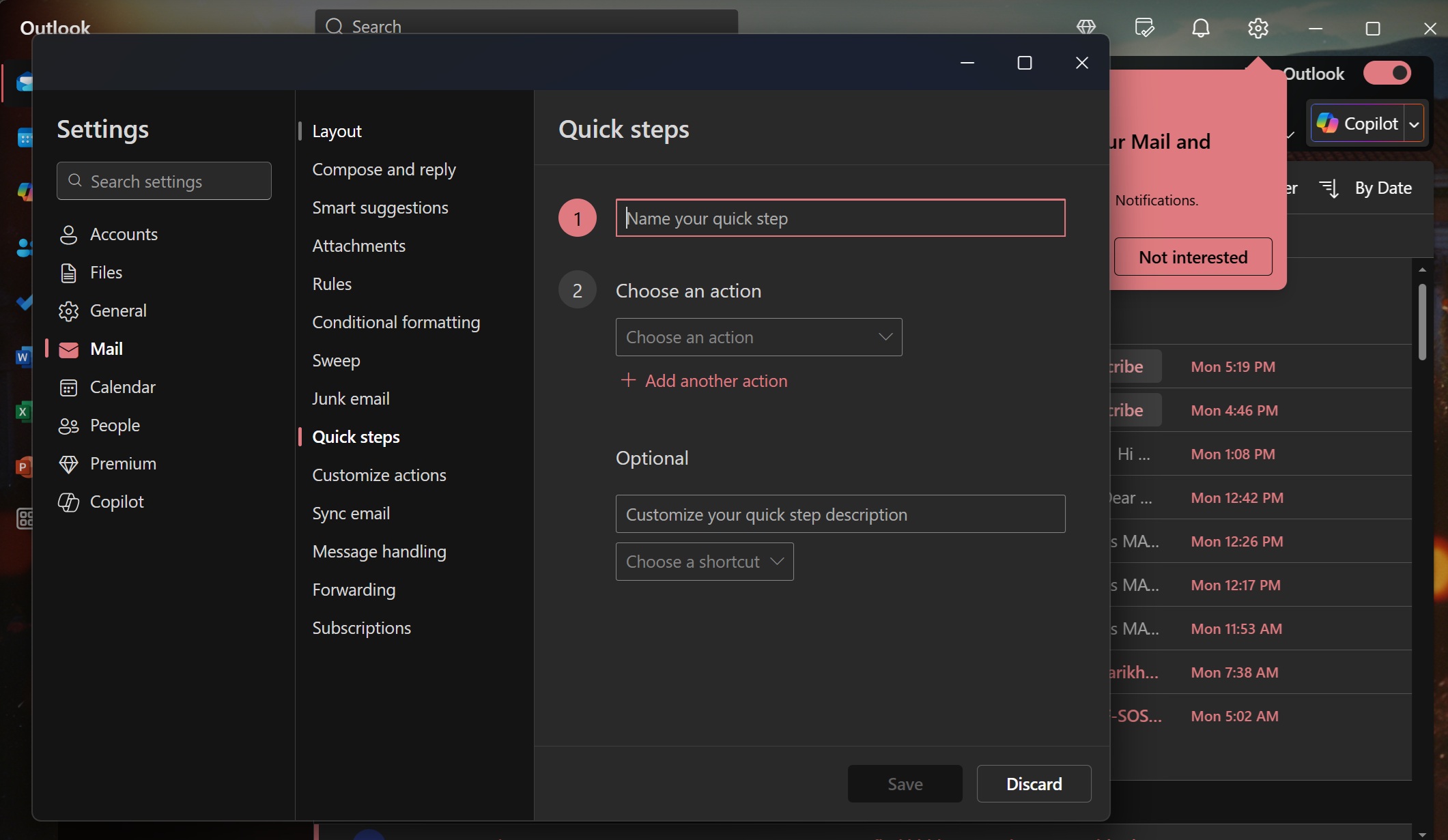 Create Quick Steps in Outlook for Windows 11