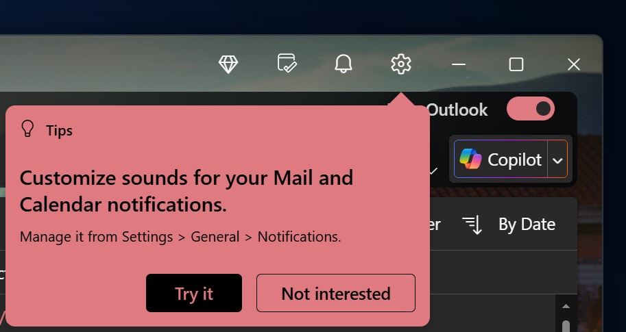 Customize sounds in Outlook