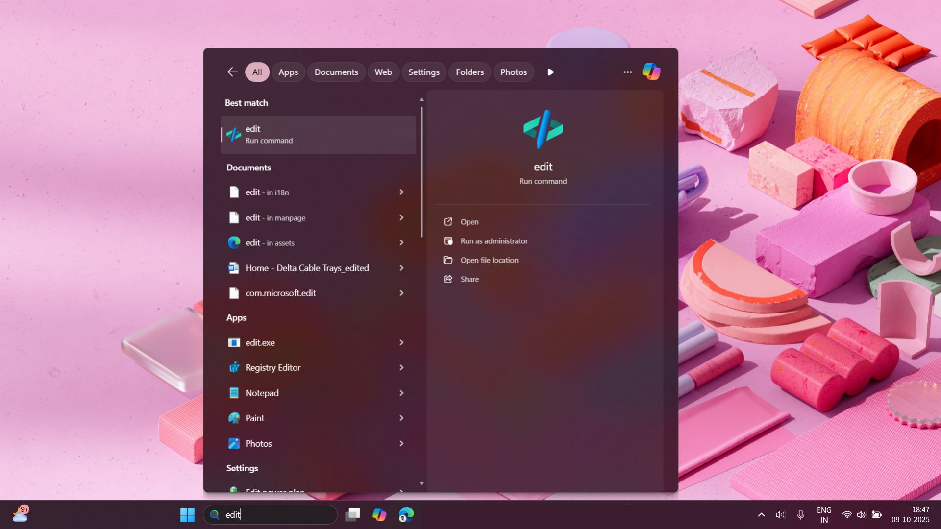 Edit as command line