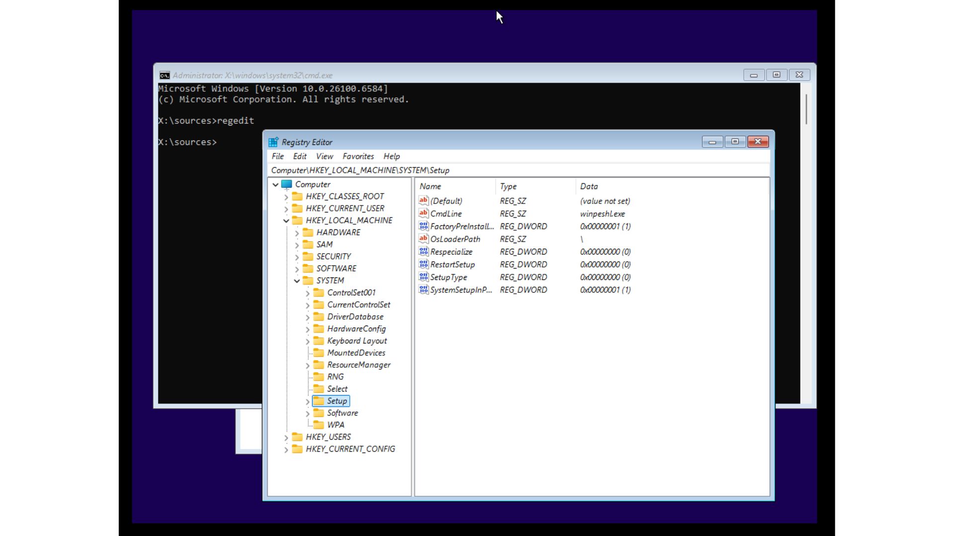 Expanding Registry to HKEY_LOCAL_MACHINE SYSTEM Setup