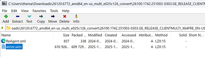 Extract winre.wim from ISO