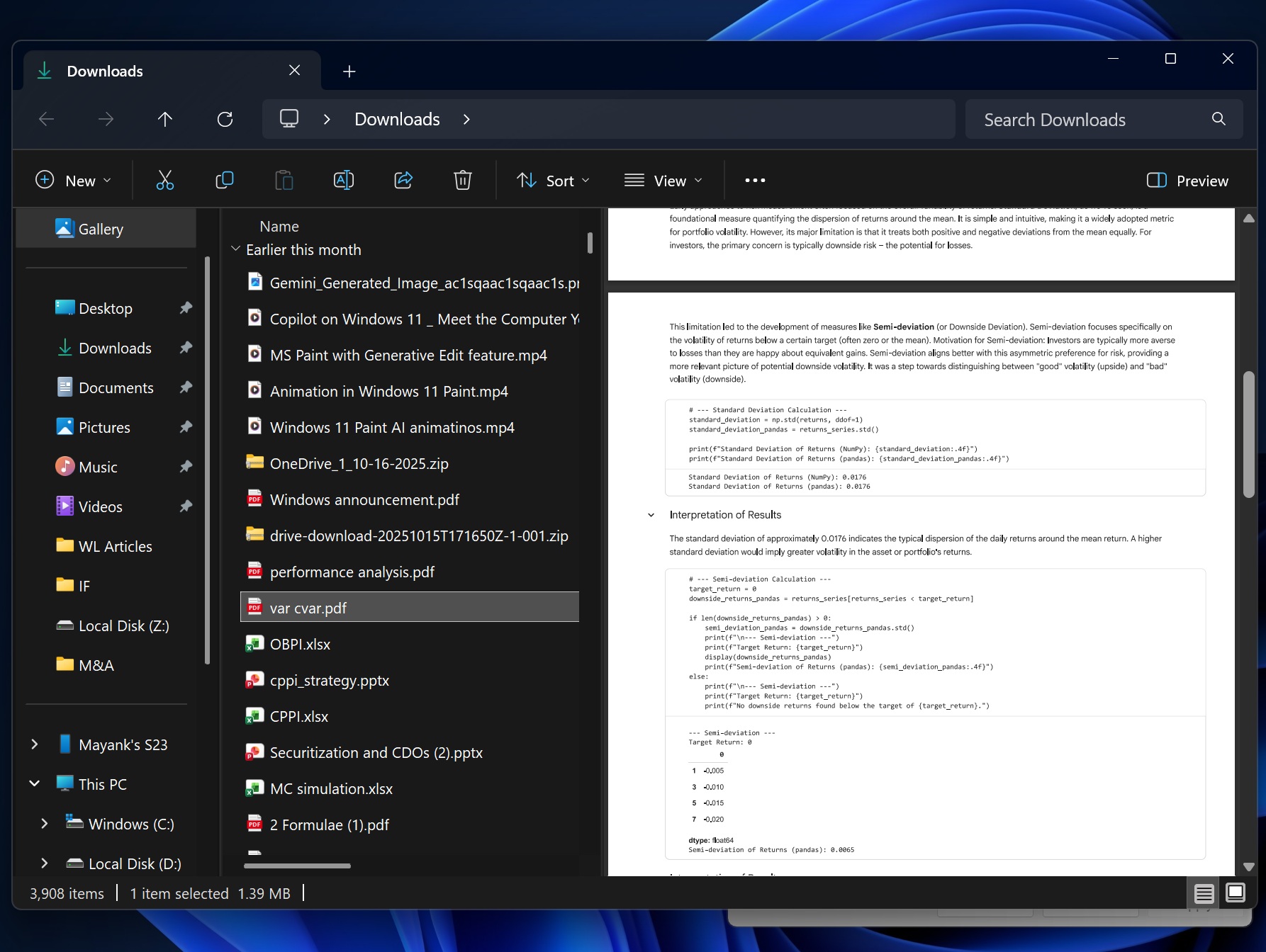 File Explorer Preview Pane works for local files