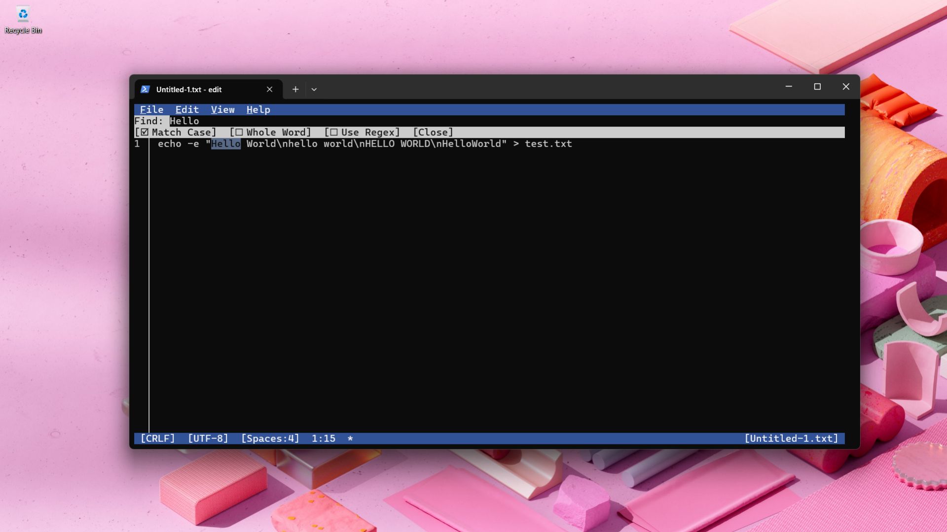 Linux like command-line text editor