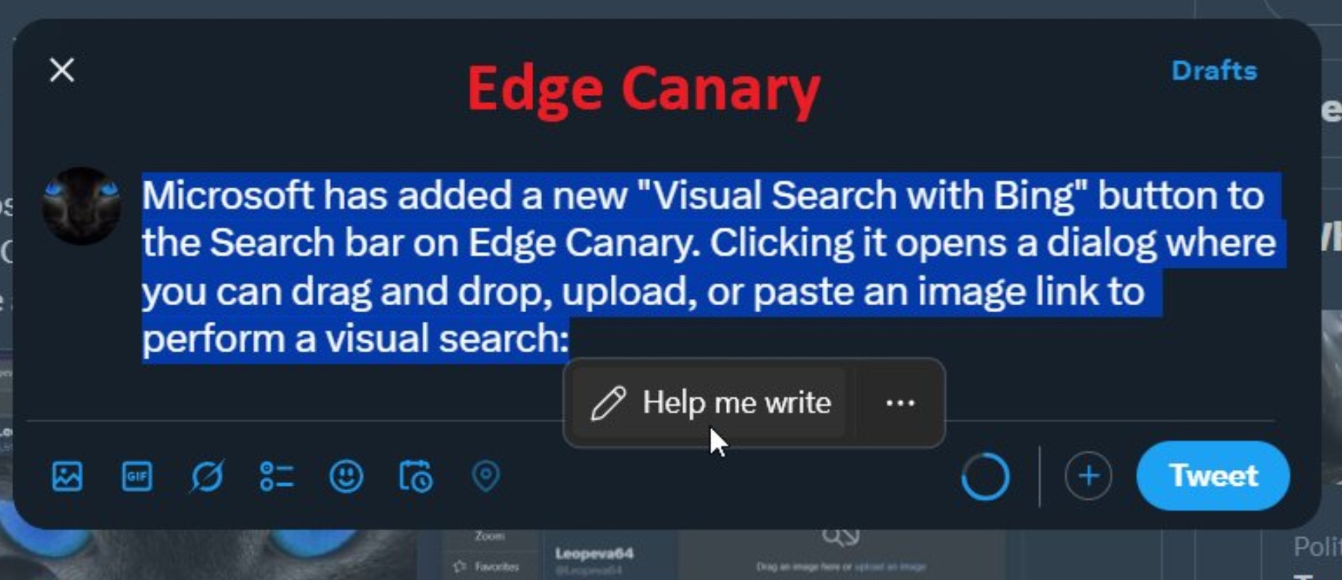 Help me write pop-up in Microsoft Edge