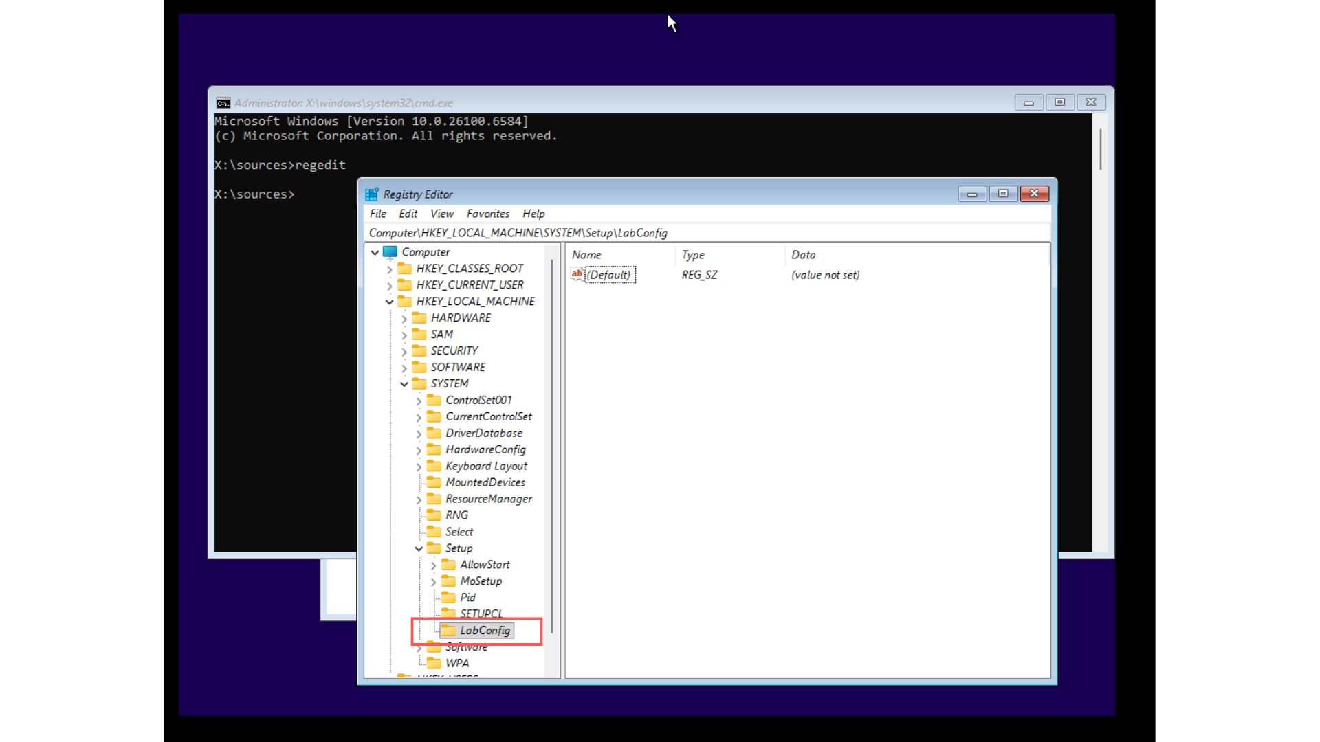 LabConfig in Registry Editor
