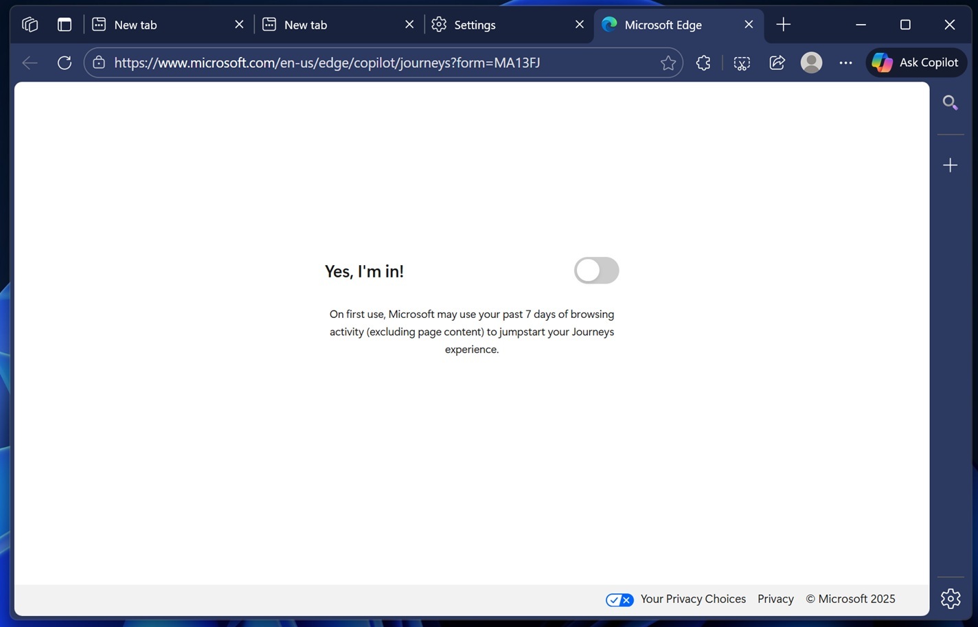 Microsoft Edge Journeys access