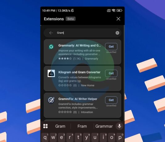Microsoft Edge desktop extensions for mobile