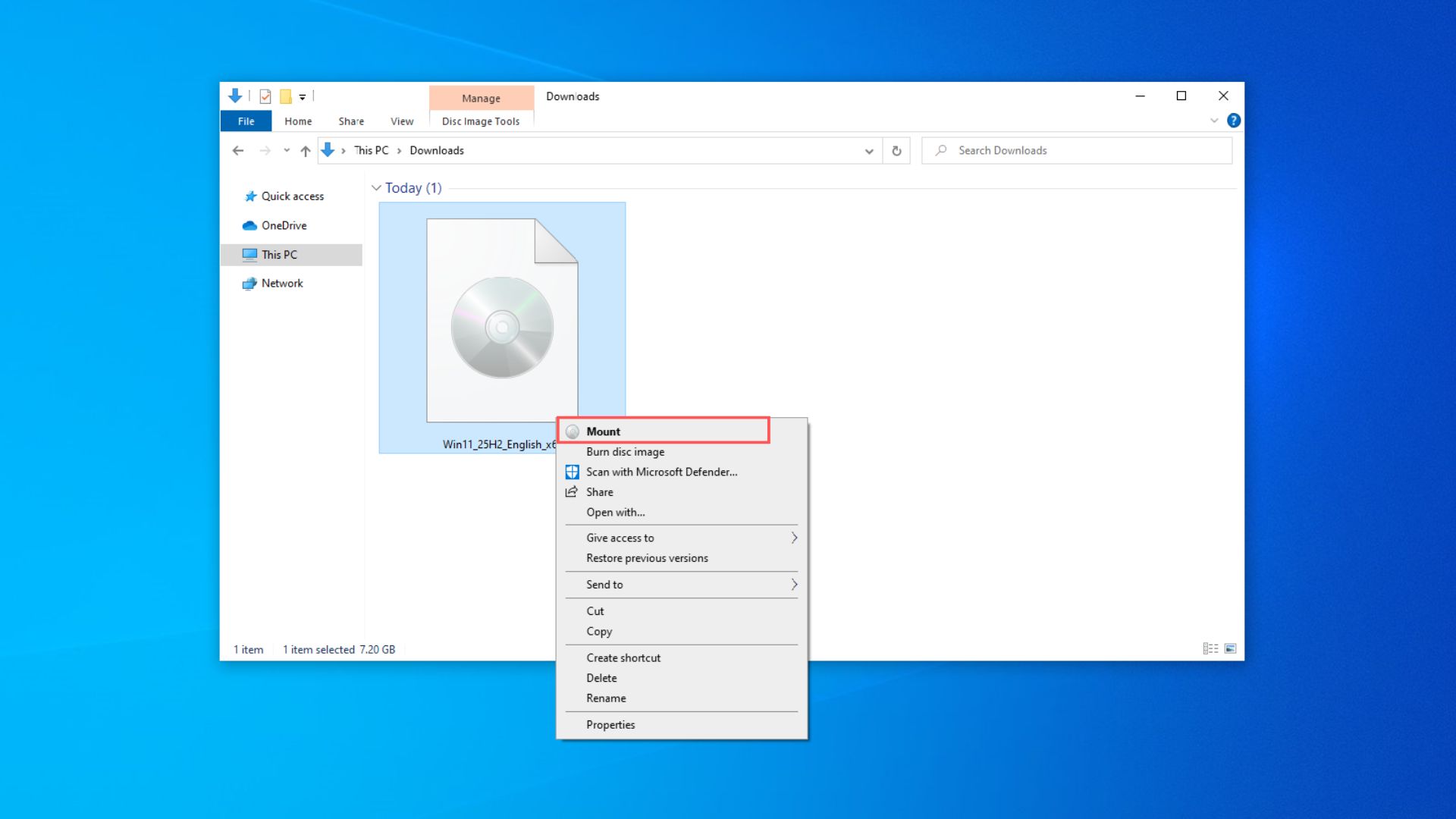 Mount Windows 11 ISO file