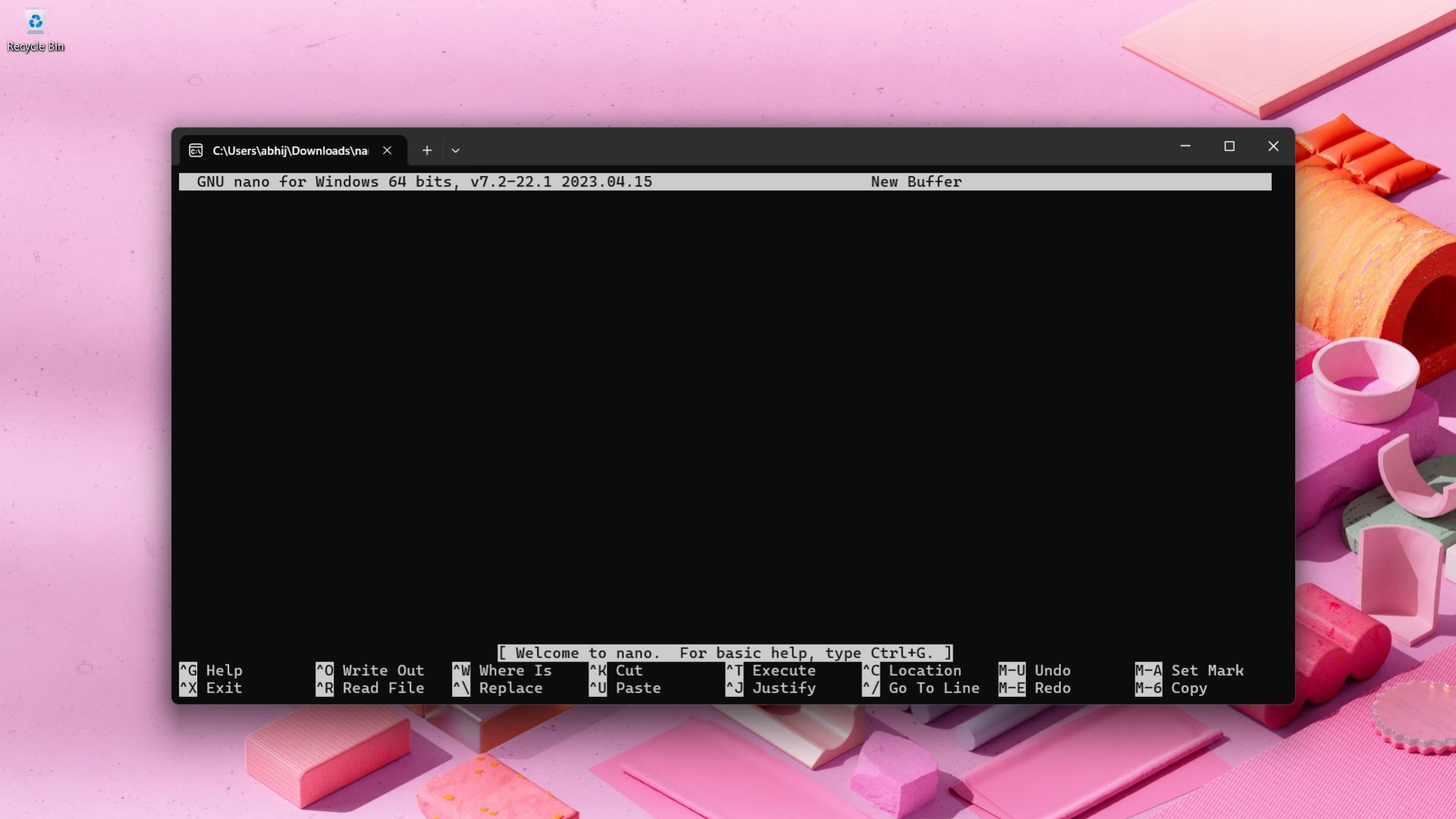 Edit text editor in command line on Windows 11