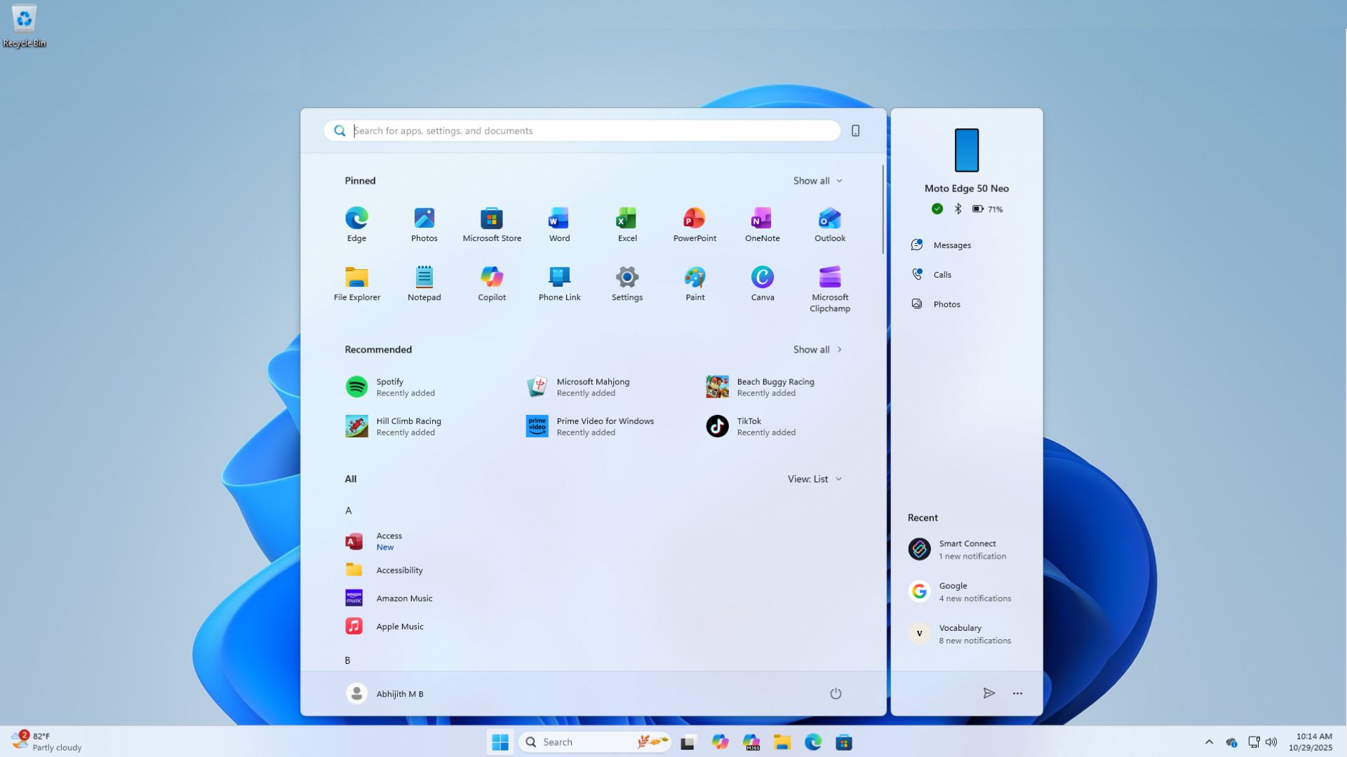 New Windows 11 Start menu layout