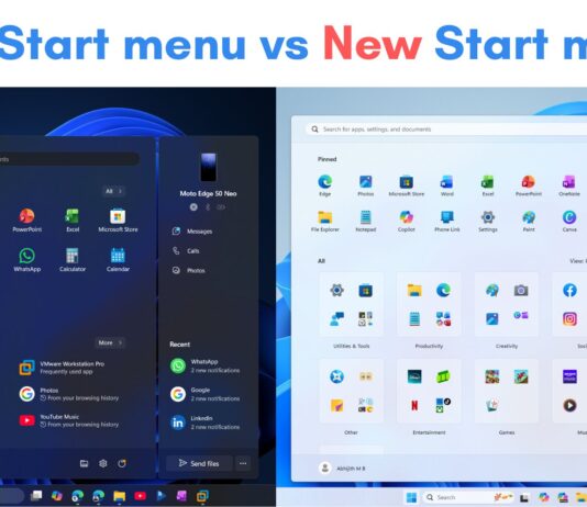 Old Start menu vs New Start menu in Windows 11