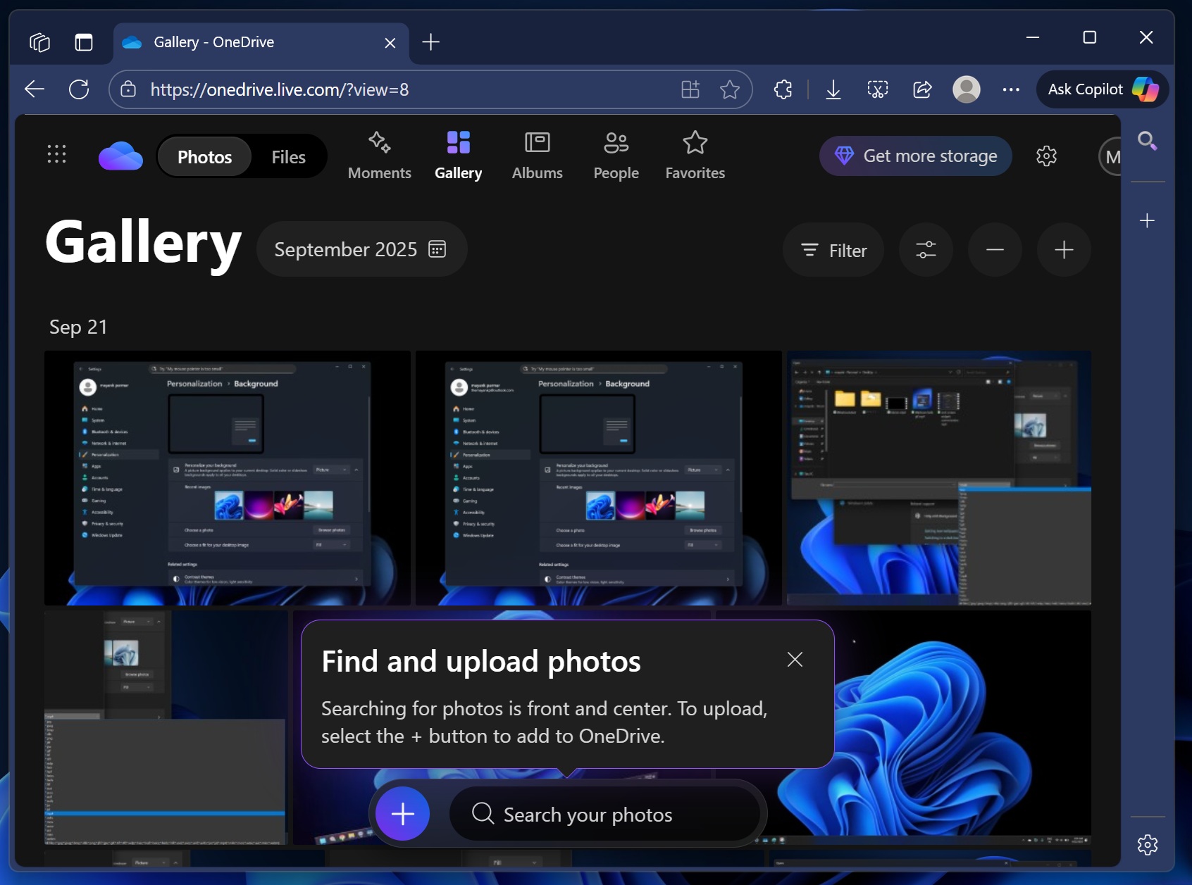 OneDrive Gallery feature
