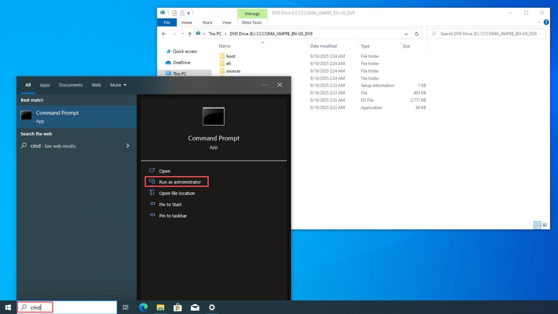 Open Command Prompt as administrator