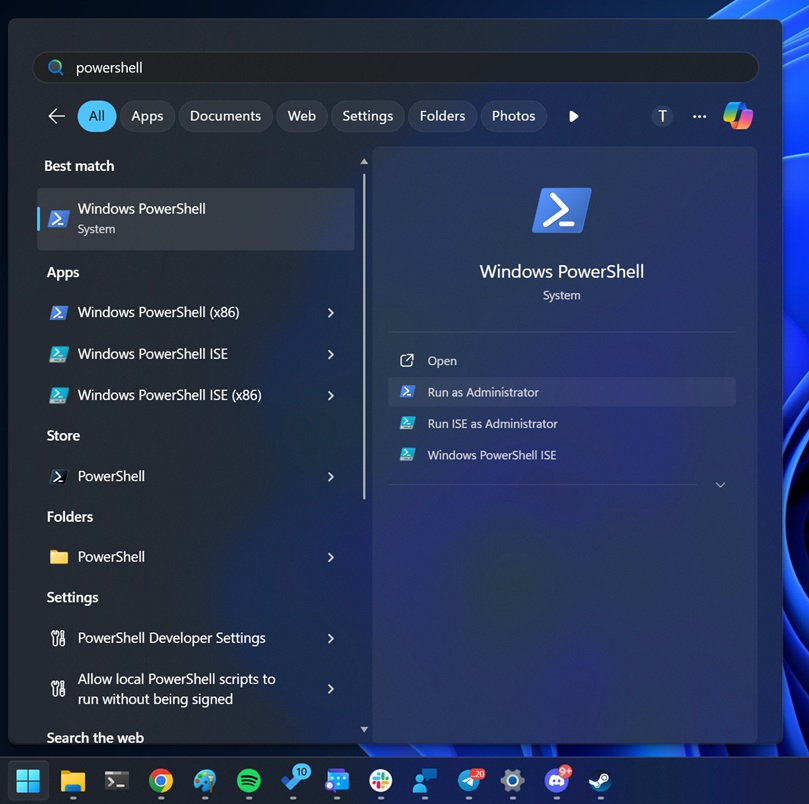Open PowerShell in Windows 11