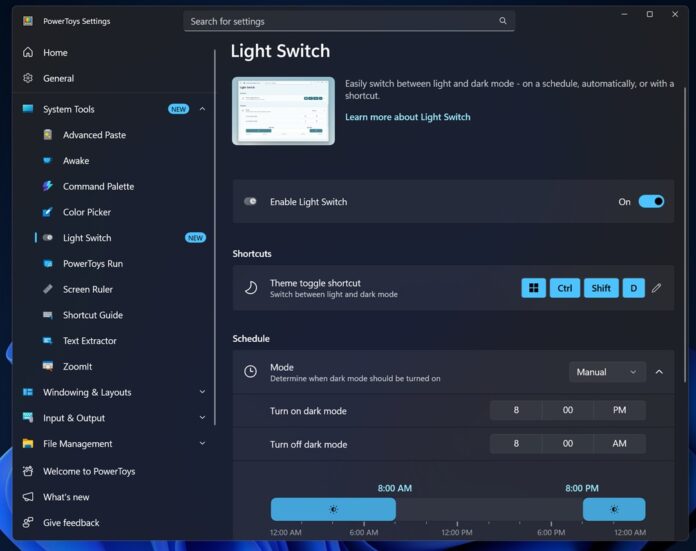 powertoys windows 11 theme automation