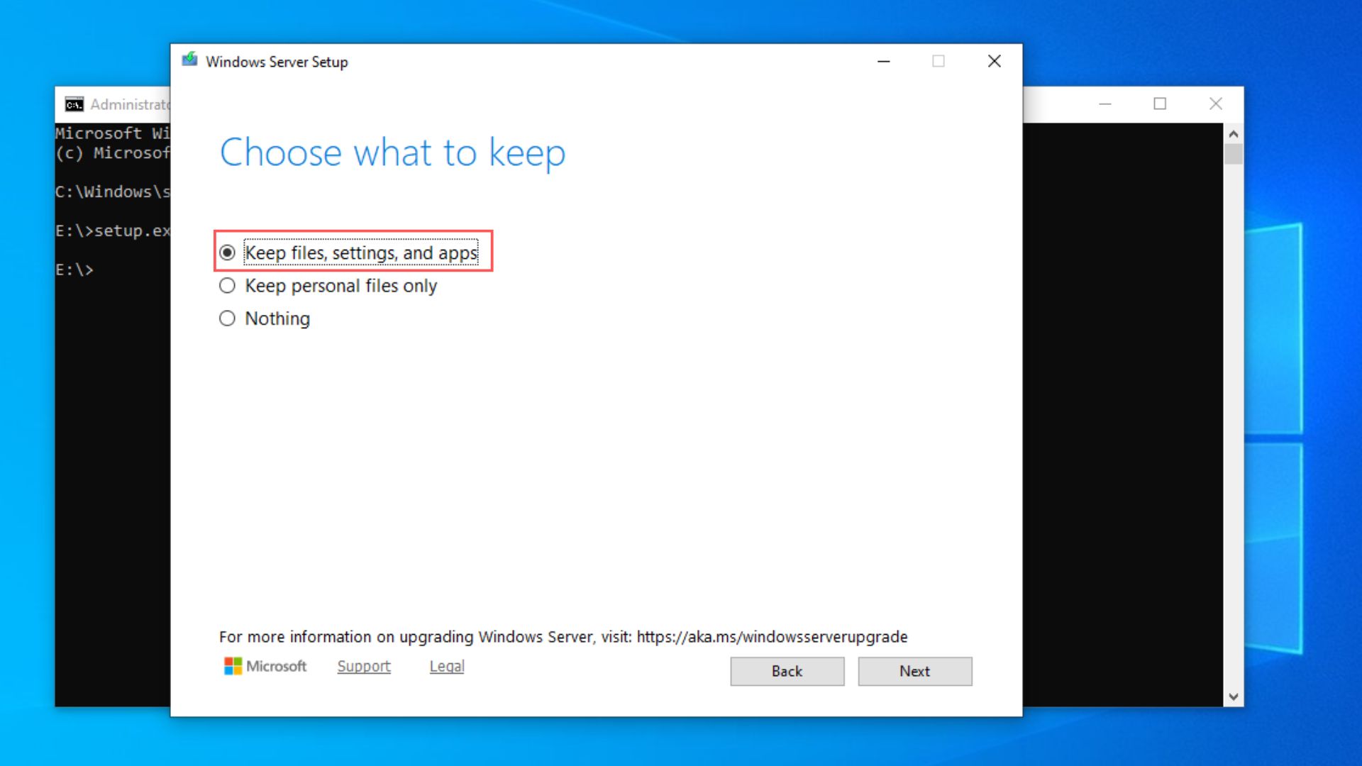 Select keep files, settings and apps option to avoid a clean install while upgrading to Windows 11