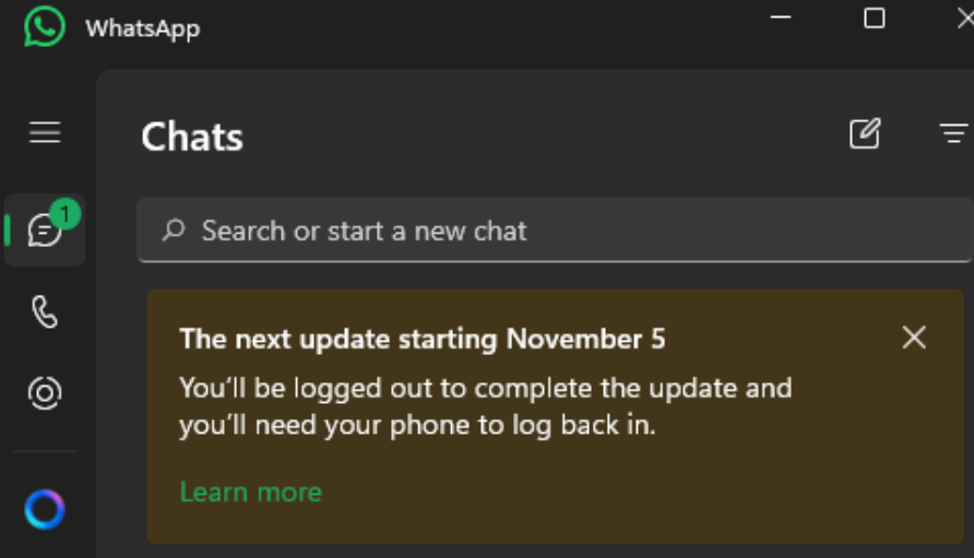 WhatsApp end of life on Windows 11