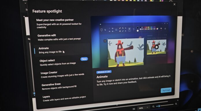 Windows 11 Paint AI animation feature