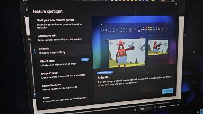 Windows 11 Paint AI animation feature