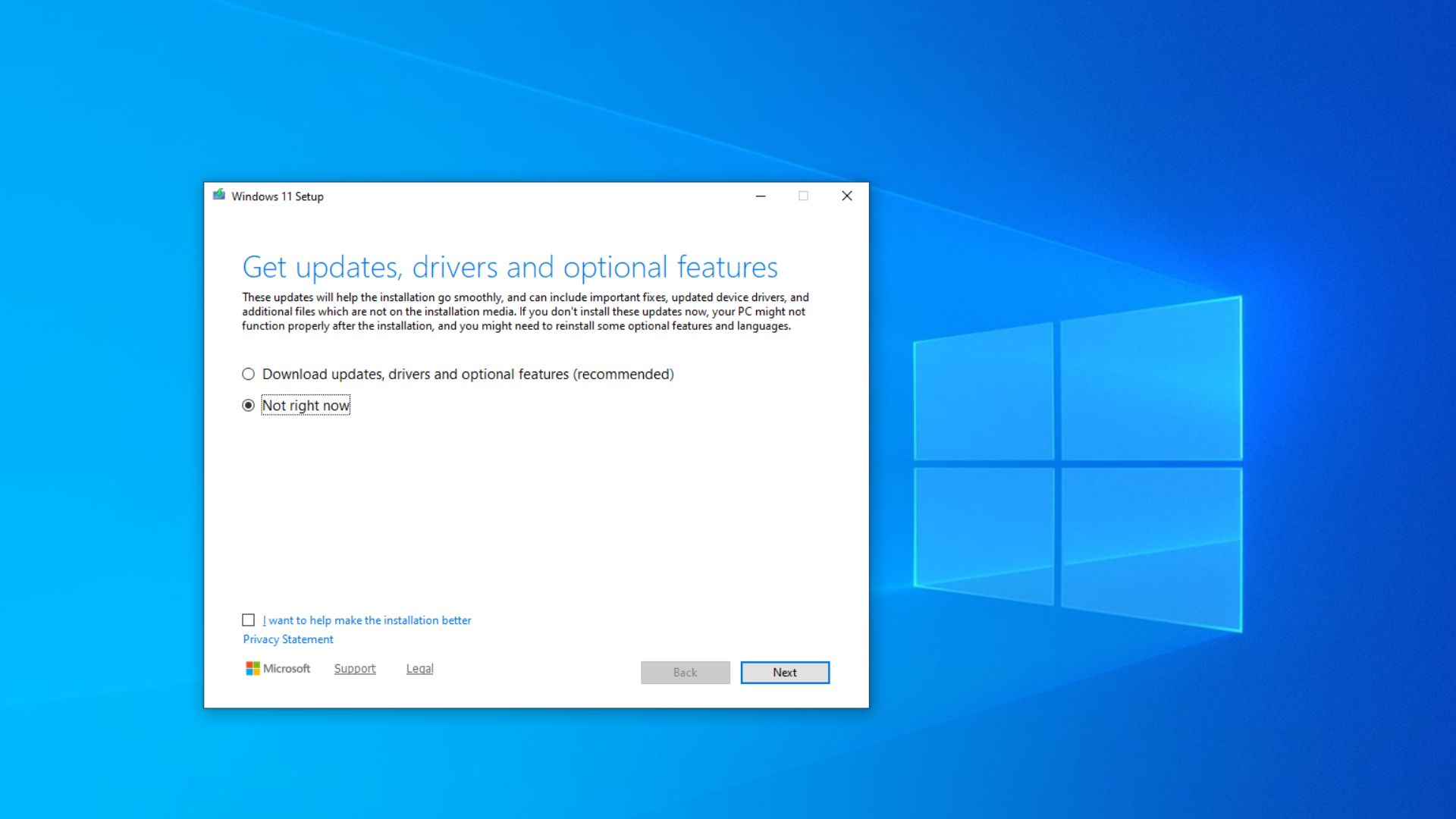 Windows 11 setup window