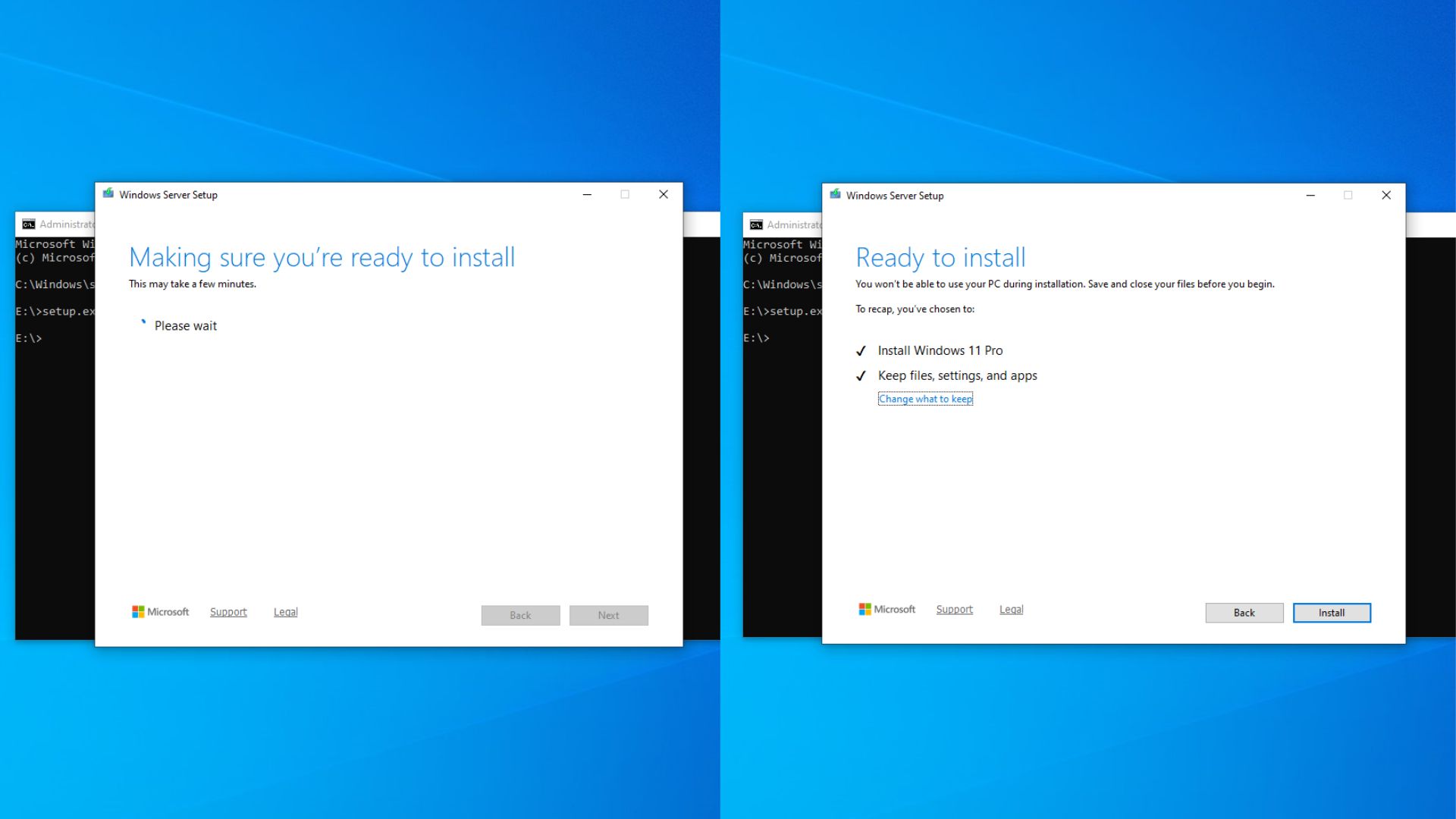 Windows Server Setup getting ready to install Windows 11