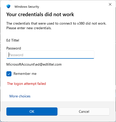 Your credentials did not work