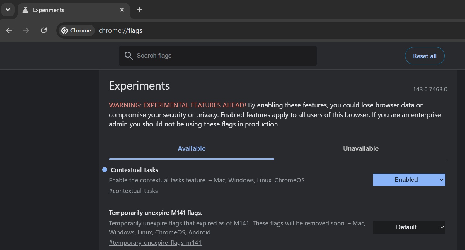 enable contextual tasks ui