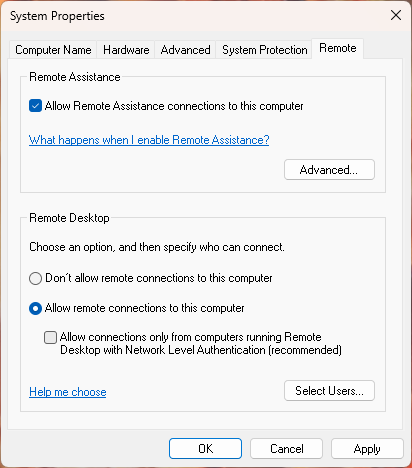 System Properties in Windows 11