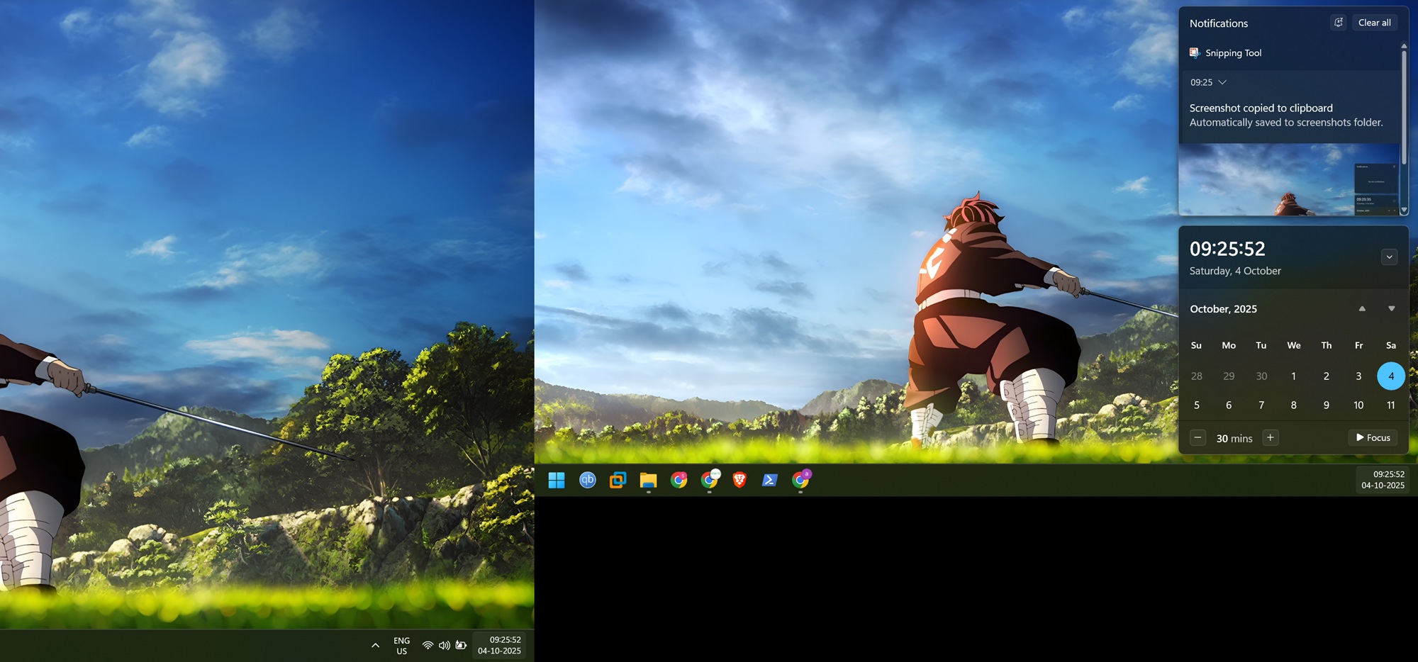 notification center on second screen