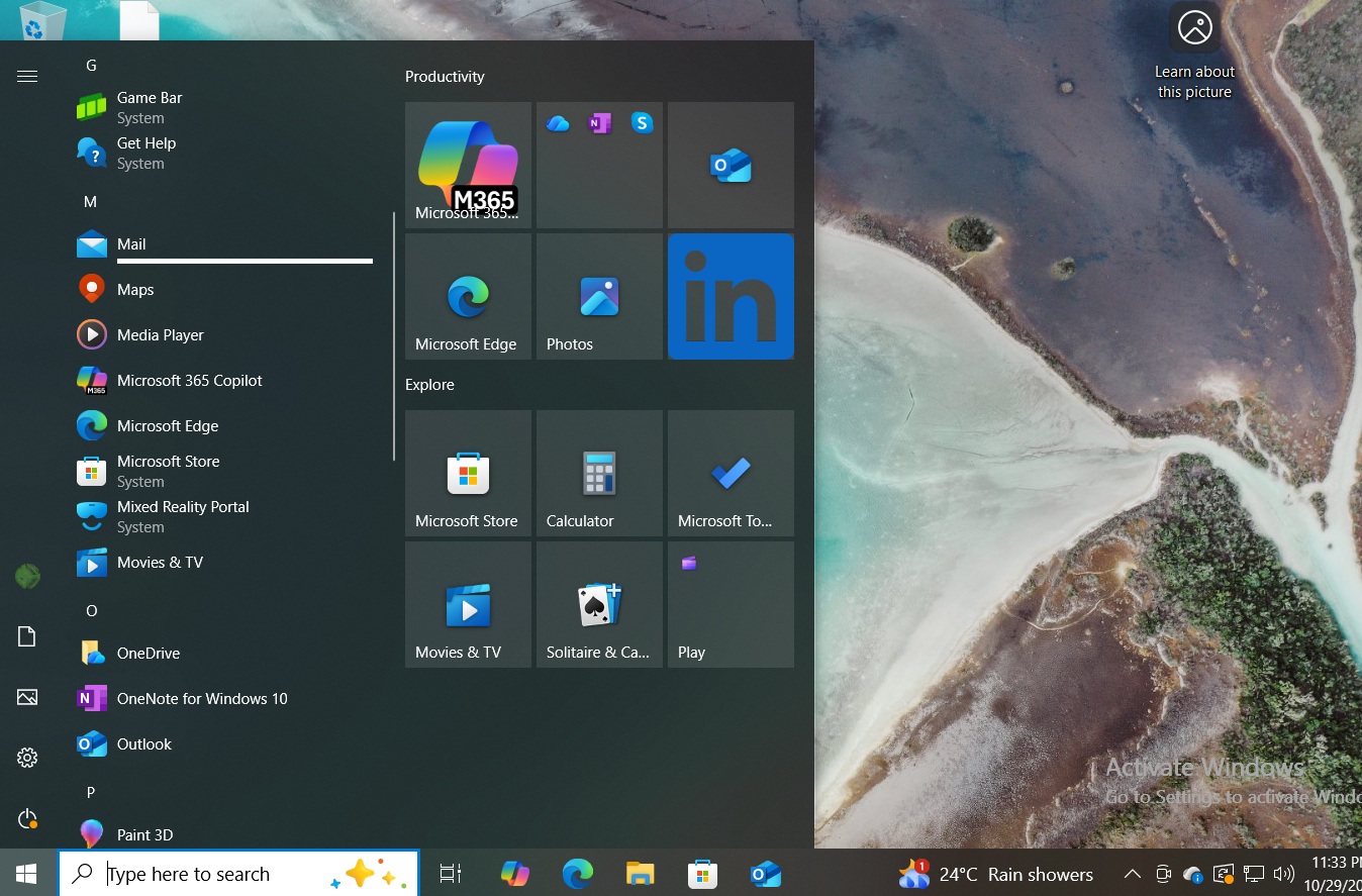 windows 10 start menu