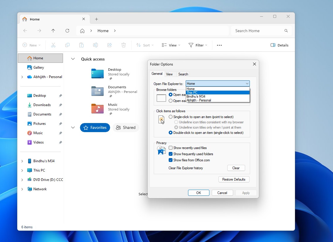 Alterar a pasta padrão para Este Computador no Explorador de Arquivos.