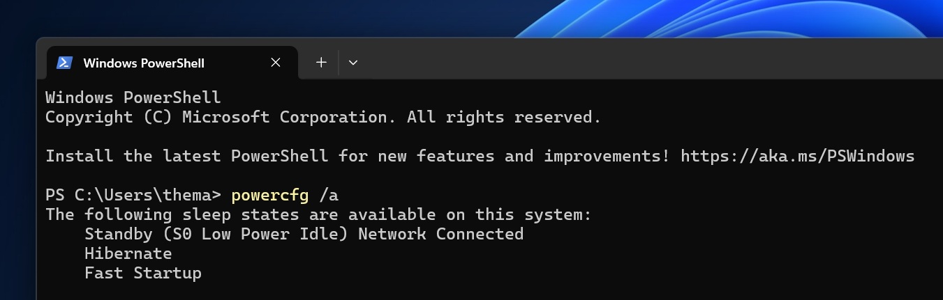 Check if Modern Standby is supported
