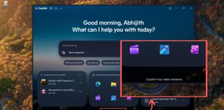 Copilot may make mistakes warning shown inside Copilot app