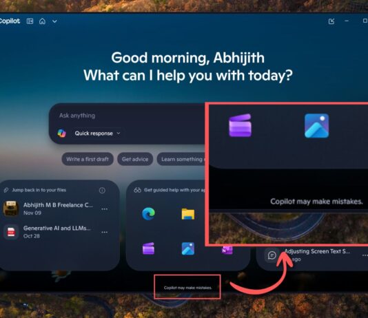 New Windows 11 Copilot ad accidentally shows AI fumbling a basic text size setting Copilot may make mistakes warning shown inside Copilot app