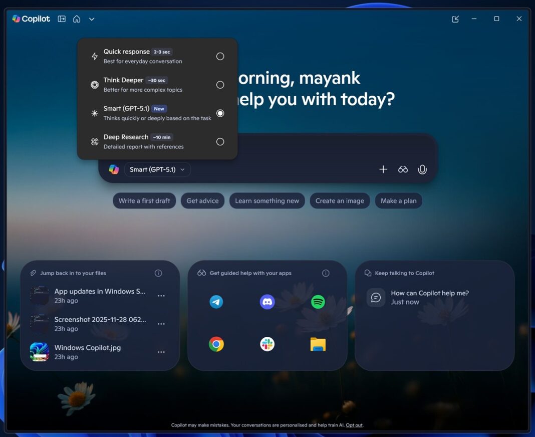 Microsoft begins rolling out GPT 5.1 to Copilot on Windows 11 along ...