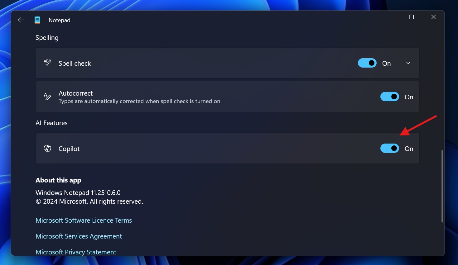 Disable Copilot and AI in Notepad for Windows 11