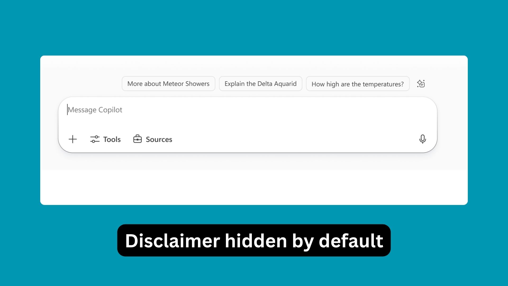 Disclaimer hidden by default Microsoft 365 copilot chat
