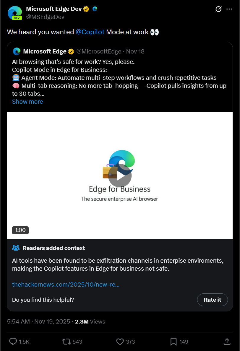 Edge Copilot mode hate